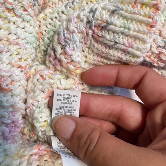Aerie Off White and Colourful Knit Sweater Open Tie Back Size Medium - Picture 5 of 10